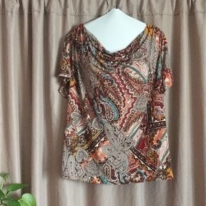 Slouch Neck Paisley Blouse